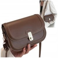 TOREBKA DAMSKA BRĄZOWA CIEMNA SKÓRZANA NA RAMIĘ LISTONOSZKA PASEK EKO D08