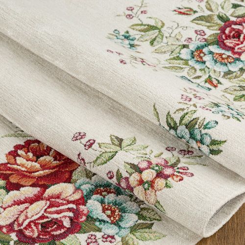 Obrus dekoracyjny gobelin 140x180 Eurofirany naturalny w kwiaty róże na Arena.pl