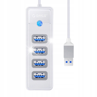 Orico Hub biały USB-A na 4x USB-A 3.1 Gen 1, 15 cm wbudowany przewód