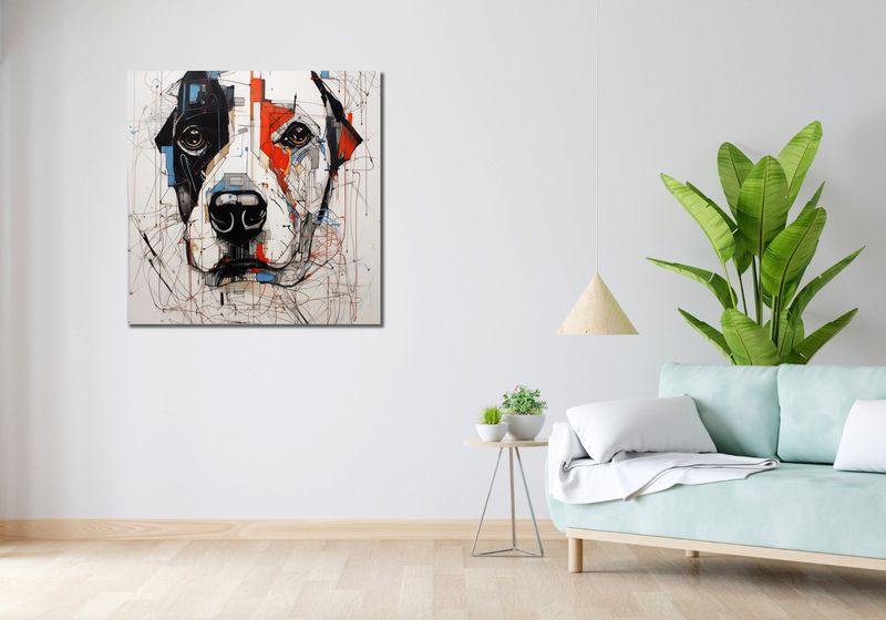 Obraz 90x90cm Przyrysowany Psiak zdjęcie 2