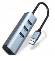 KARTA SIECIOWA HUB Zewnętrzna 3x USB 3.0 GIGABIT Ethernet LAN 1000Mbs RJ-45