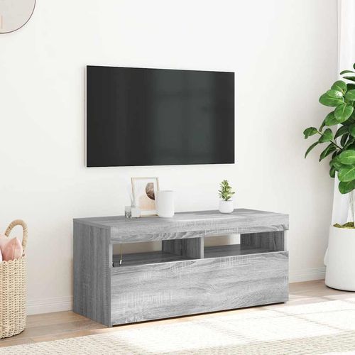 Szafka pod TV z oświetleniem LED, szary dąb sonoma, 90x35x40 cm na Arena.pl