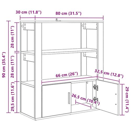 Bufet Czarny dąb 30 x 80 x 90 cm Materiał drewnopochodny na Arena.pl