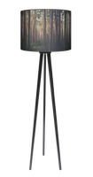 Lampa podłogowa - trójnóg drewniana duża - Las