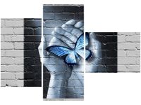 100CM 80 OBRAZ 3 ELEM MOTYL DŁONIACH ŚCIENNY