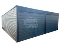Garaż blaszany 6x6 2x Brama Antracyt Dach spad w tył  GP279
