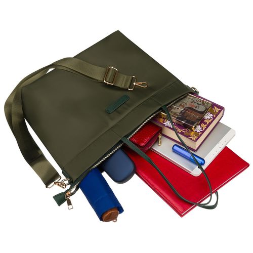 zielona shopperka damska z nylonu, jednokomorowa z doczepianym na Arena.pl