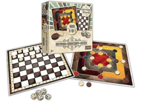 TREFL RETRO GRA 3w1 MŁYNEK WARCABY KOŚCI 01848 na Arena.pl