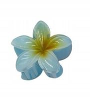 Piękna spinka klamra plastikowa kwiatek hawajski niebieski 8cm