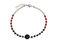 SREBRNA BRANSOLETA GWIAZD KOLOROWE KORALIKI OCZKO