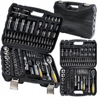 ZESTAW KLUCZY NASADOWYCH 108 ELEMENTÓW GRZECHOTKI 1/2" 1/4" CrV WALIZKA