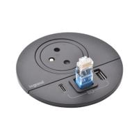 Gniazdo meblowe DISQ 80 wyposażone 2P+Z/USB A+C/WYJ z przewodem 2m - CZARNY Legrand 654707