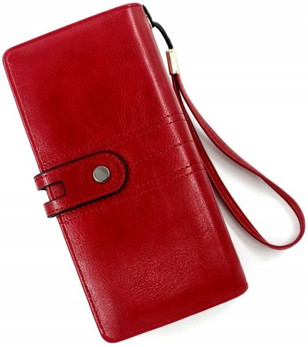 Portfel duży pojemny skórzany elegancki pasek boho  C1_A_Czerwony na Arena.pl