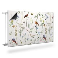 Magnetyczna OSŁONA NA KALORYFER Delikatne Liście Ptaki 100cm x 60cm