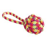 Zabawka dla psa do aportowania - pleciona piłka 9,5cm z uchwytam 27cm Dingo