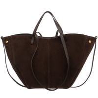 VERA PELLE torebka zamszowa shopper duża rozpinana na ramię V679 c.brązowa