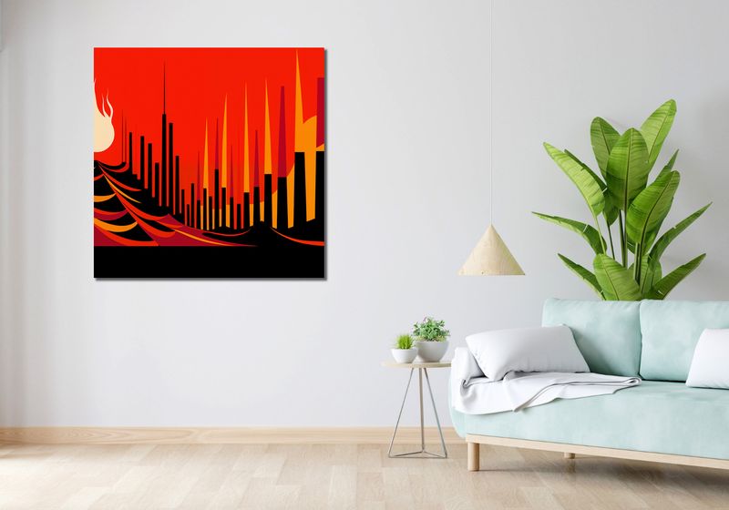 Obraz 100x100cm Miejski Krwisty Ogień zdjęcie 2