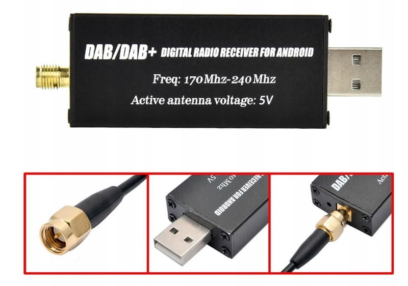 ANTENA,TUNER DAB+ DEDYKOWANY ADAPTER DO RADIA Z SYSTEMEM ANDROID USB, SMA zdjęcie 4