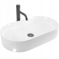 UMYWALKA NABLATOWA RYFLOWANA OWALNA BIAŁA REA VANDA 61 CERAMICZNA DUŻA