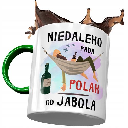 Kubek Zielony Śmieszny Niedaleko Pada Polak Z Nadrukiem Ze Zdjęciem na Arena.pl