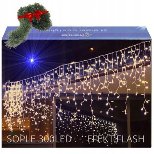 SOPLE FLASH 300 LED ZEWNĘTRZNE BIAŁE CIEPŁE lampki z zimnym Flashem na Arena.pl