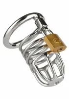 mr. steel master chastity cock cage stalowy system blokujący srebrny