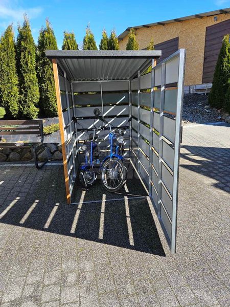 Wiata śmietnikowa 1,2x2 m Antracyt + złoty dąb - pad tył GP356 zdjęcie 8