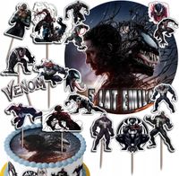 ZESTAW OPŁATEK NA TORT 20CM + TOPPERY PAPIEROWE - VENOM + IMIĘ 15CM 18CM