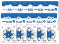 WYDAJNE MOCNE baterie do aparatów słuchowych everActive 675 PR44 - 60