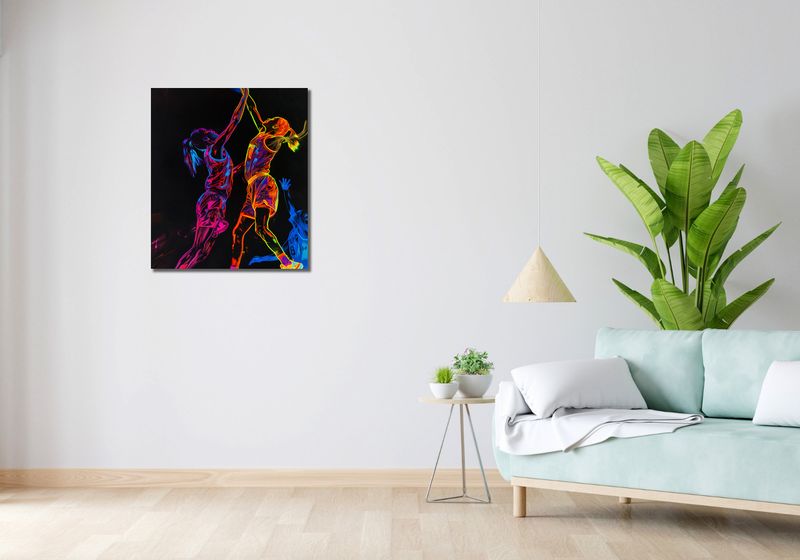 Obraz 60x70cm Mecz W Kosza zdjęcie 2