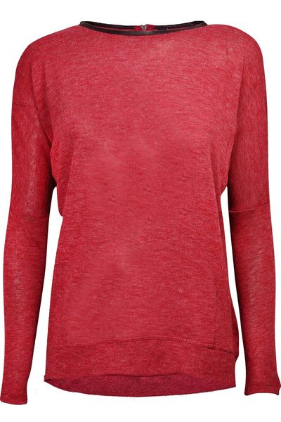 Bordowa Luźna Bluzka Zip - 40 / L zdjęcie 2