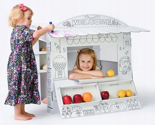 Duży Stragan Tekturowy Zabawa w sklep Pomysł na prezent dla dzieci na Arena.pl