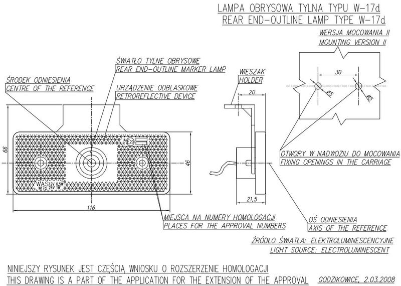 Lampa LED zespolona obrysowa tylna W17D (103Z) zdjęcie 8