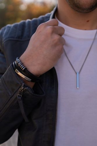 Srebrny naszyjnik Męski z Grawerem Łańcuszek Pancerka Stal GRAWER GRATIS na Arena.pl