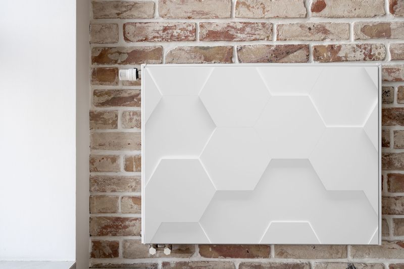 Mata MAGNETYCZNA Na Kaloryfer Białe Heksagony Abstrakcja 3D 100cm x 60cm zdjęcie 6