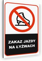 Tabliczka znak informacyjny 20x15 Biała ZAKAZ JAZDY NA ŁYŻWACH Aluminiowa