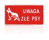 tablica 15*29cm uwaga złe psy - tab d p17
