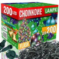 LAMPKI CHOINKOWE 200 LED FLASH NA CHOINKĘ WEWN/ZEWN LED + FLASH MULTIKOLOR