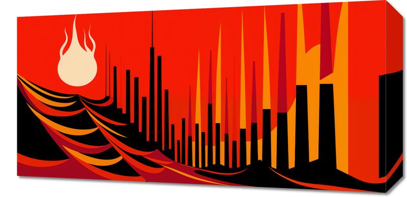 Obraz 60x30cm Miejski Krwisty Ogień zdjęcie 1