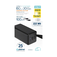 DUŻY WYDAJNY Power-bank 60000mAh akumulator 4xUSB 2xUSB-C PD 20W SCP 22.5W