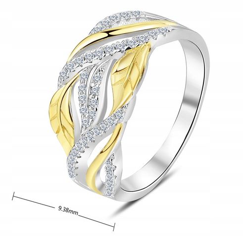 SREBRNY PIERŚCIONEK SREBRO PRÓBA 925 POZŁACANY PIERŚCIONEK RODOWANY na Arena.pl