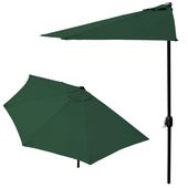 PARASOL OGRODOWY PÓŁKOLISTY 270CM ZIELONY KORBOWY POLIESTER