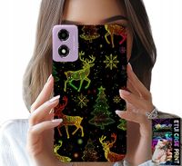 ETUI DO MOTOROLA MOTO E14 - RENIFER, PŁATEK ŚNIEGU, CHOINKA + SZKŁO