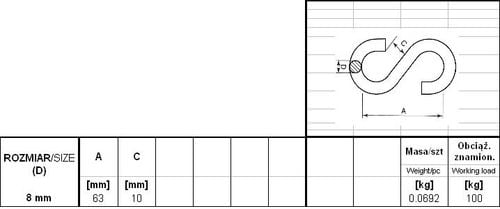 ogniwo uzupełniające typ s ocynkowane 8mm - hak s-80 szt na Arena.pl