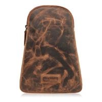 plecak męski skórzany na jedno ramię na skos mały vintage brązowy