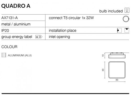 Plafon QUADRO A AX7131-A Azzardo +LED na Arena.pl
