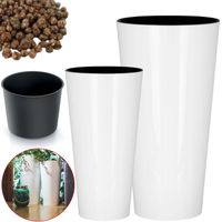 Doniczka okrągła Tubus + wkład, keramzyt, Zestaw Donica 2 szt Połysk Wysoka