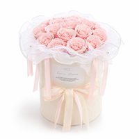 flower box, bukiet zapachowych kwiatów mydlanych w pudełku, led 18szt.