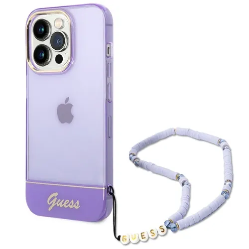 Etui Guess Translucent Pearl Strap na iPhone 14 Pro Max - fioletowe na Arena.pl