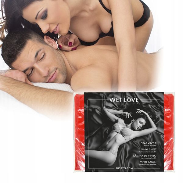 Winylowe prześcieradło 220x200 cm, czerwone. zdjęcie 3